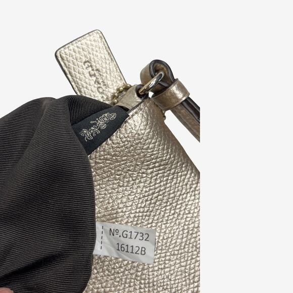 Coach Metallic Leather Large Corner Zip Wristlet Gold Pebbled Leather - Picture 8 of 15